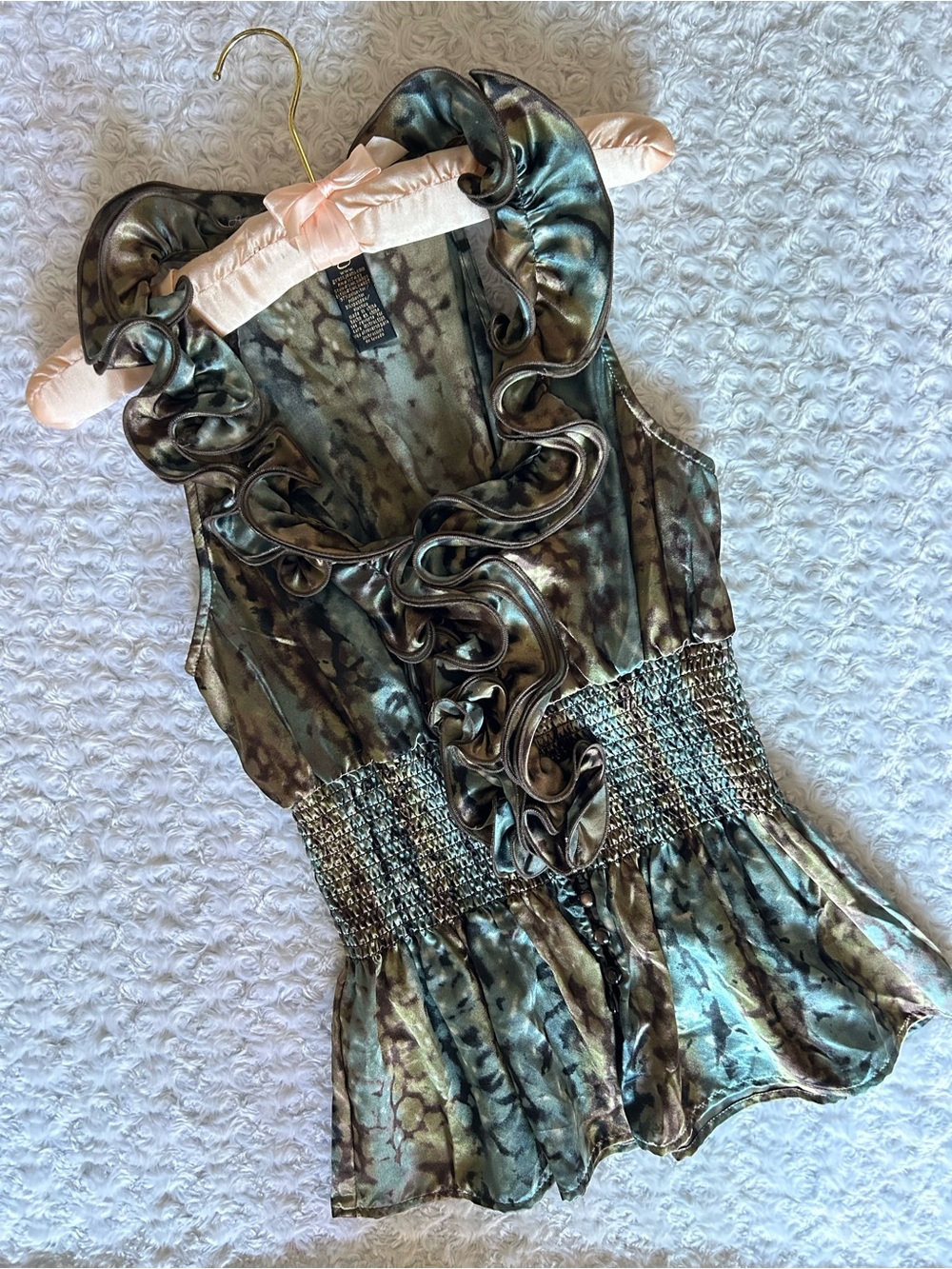 Grass collection Sleevless Ruffle Top M